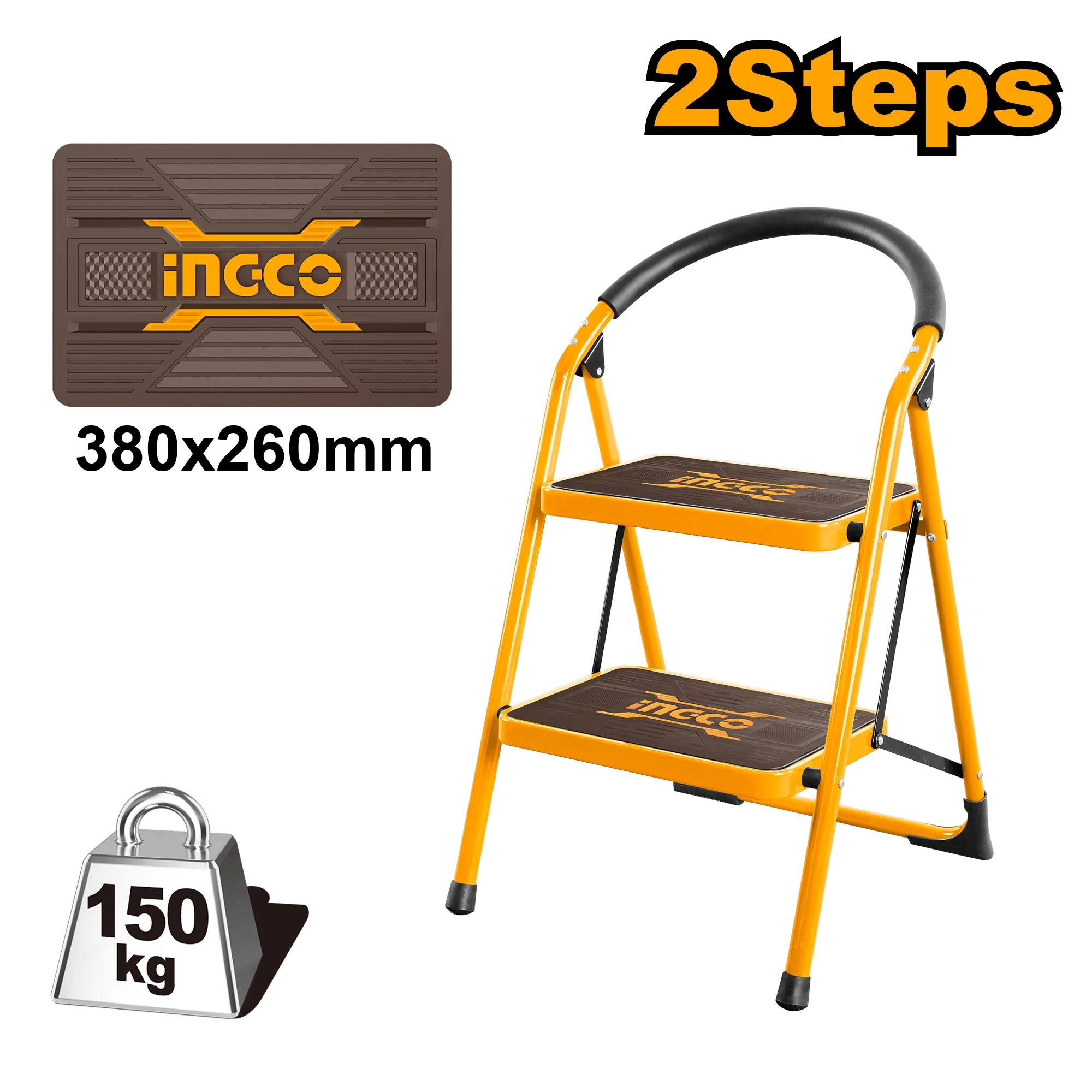 Стремянка стальная, 2 ступени (4) INGCO HLAD09021