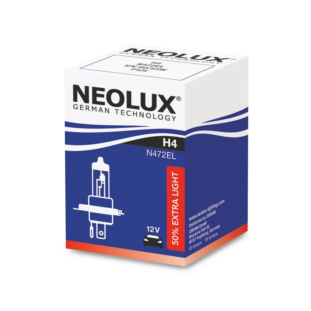 Лампа 12V H4 60/55W +50% P43t NEOLUX Extra Light 1 шт. картон N472EL