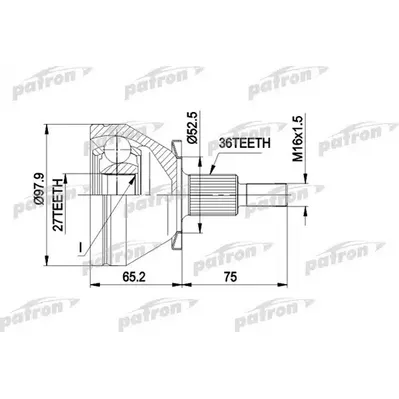 ШРУС наружн к-кт 36x53x27 AUDI: A3 98-, TT 98-, TT Road PATRON PCV1428