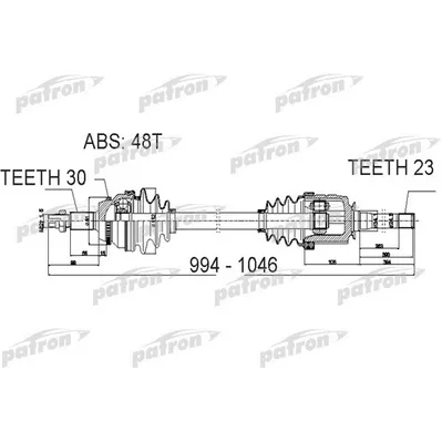 Полуось прав LEXUS: RX330 04-06, RX350 04-09 AWD PATRON PDS6409