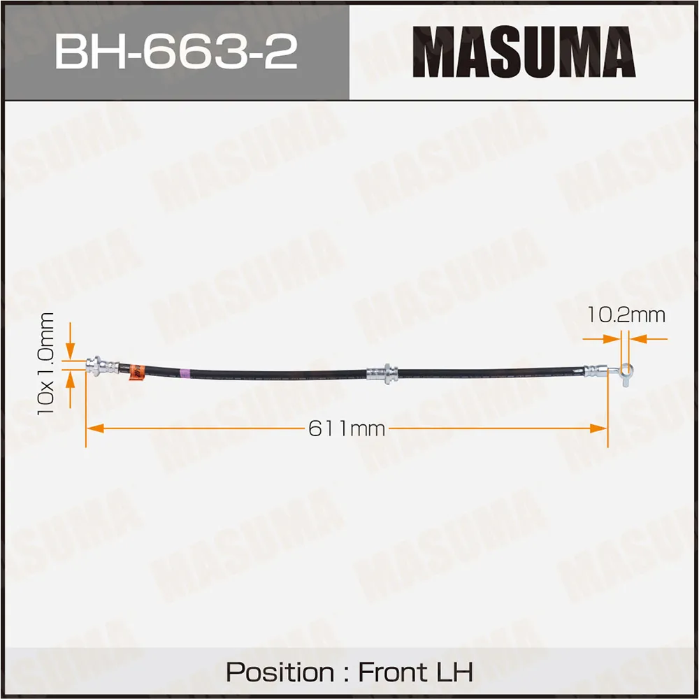 Шланг тормозной MASUMA N- /front/ QASHQAI, DUALIS / J10 LH MASUMA BH6632