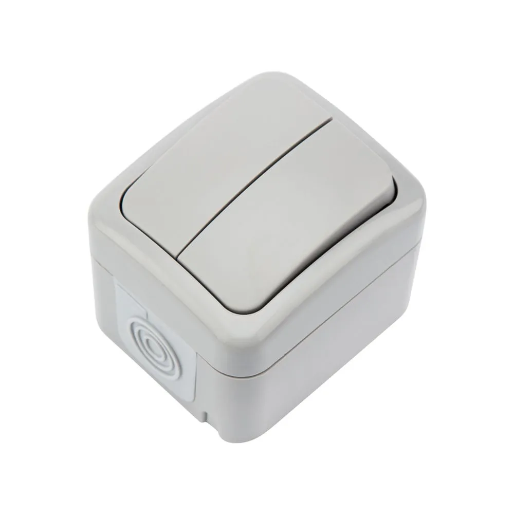 Выключатель двухклавишный Mini OG OG IP54, о/у, серый KRANZ Kranz KR-78-0833