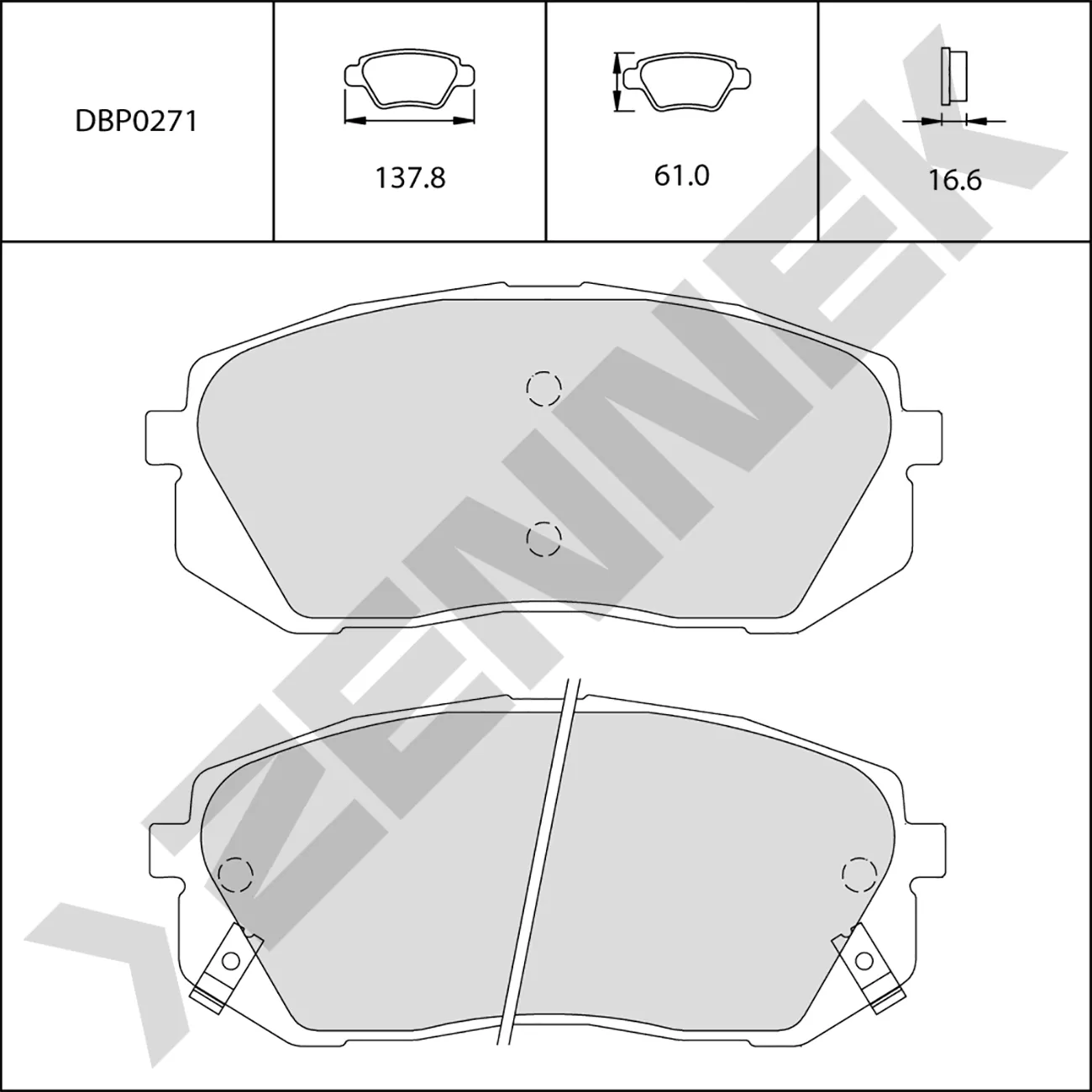 Колодки тормозные передние IX35 09-15, KIA CARENS 06-12, KIA SPORTAGE 10-15 ZENNEK DBP0271