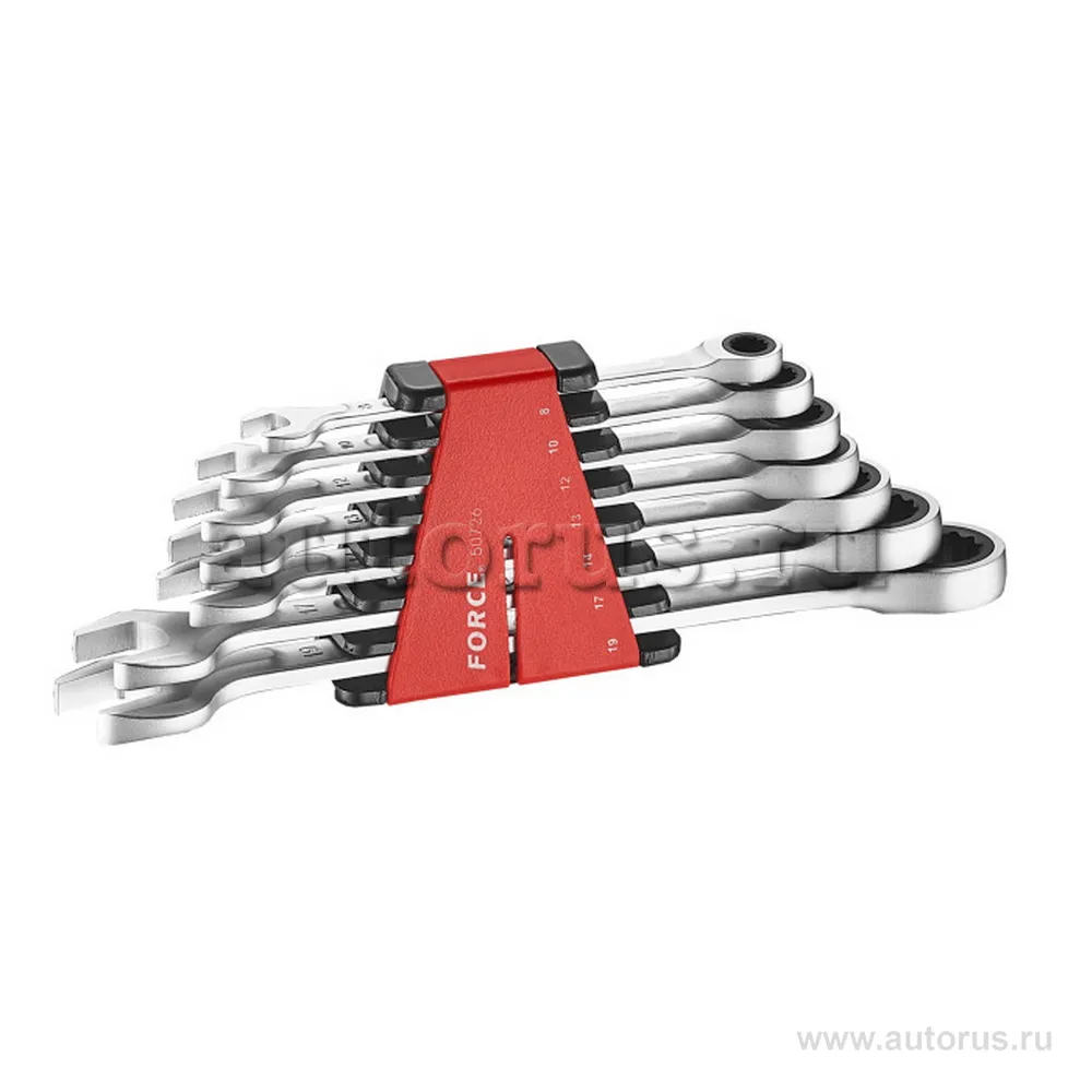 Набор прямых,комбинированных, трещоточных ключей 7пр. FORCE 50726