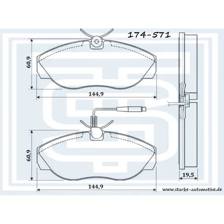 Колодки тормозные перед. CITROEN JUMPER / FIAT DUCATO / PEUGEOT BOXER --10.98 STARKE 174-571