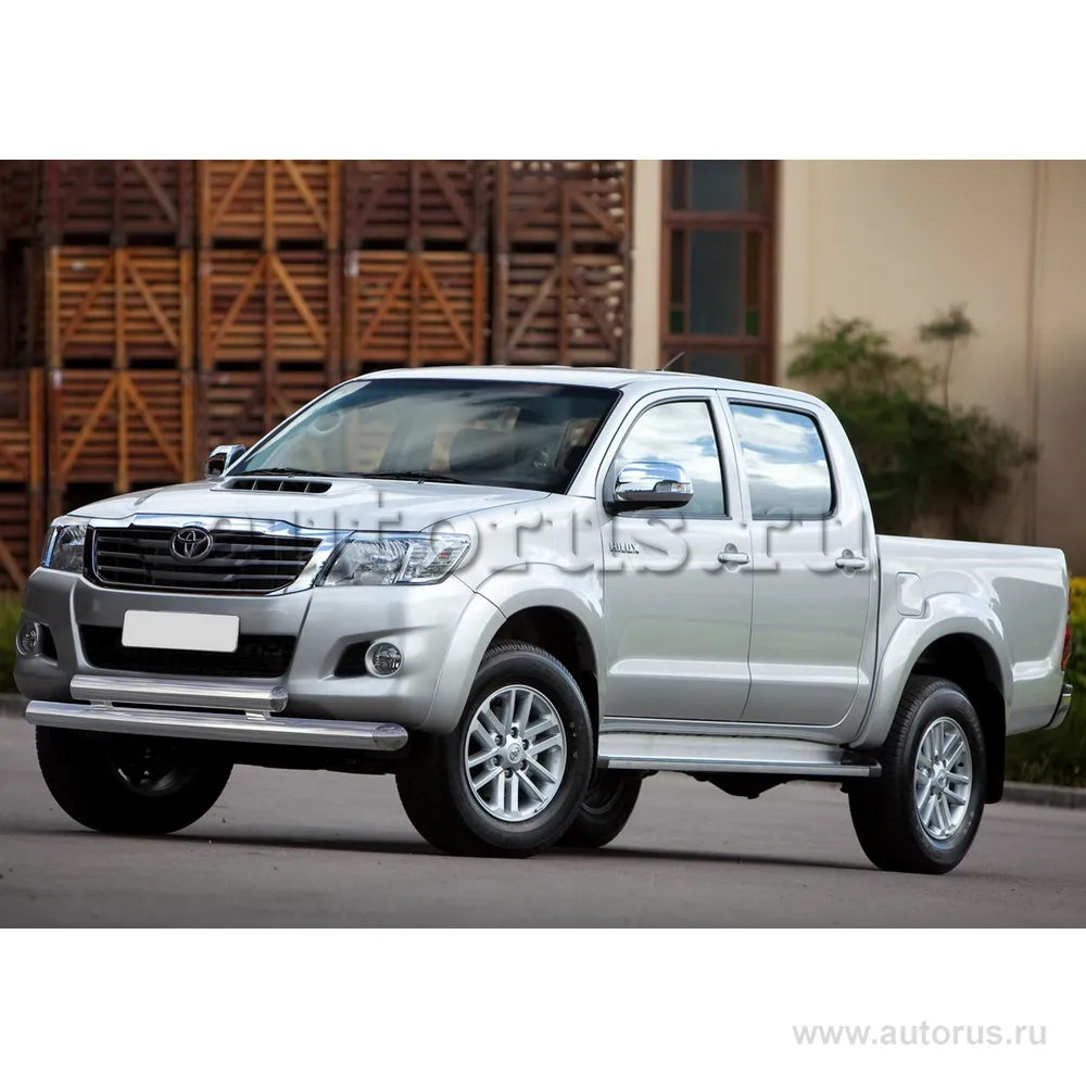 Защита переднего бампера d76+75x42 овал Rival для Toyota Hilux VII рестайлинг 2011-2015, нерж. сталь, R.5711.012
