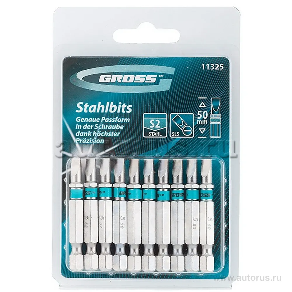 Набор бит SL5, 0x50, сталь S2, 10шт GROSS 11325