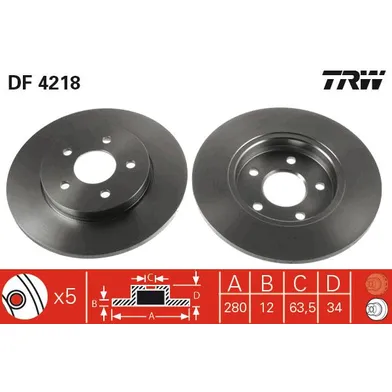 Диск тормозной задний FORD MONDEO TRW DF4218