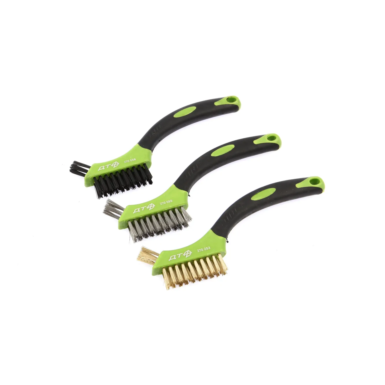 Набор щёток-мини с прорезиненными рукоятками (латунная, нержавеющая сталь, нейлоновая), 3 шт. Дело Техники 270059