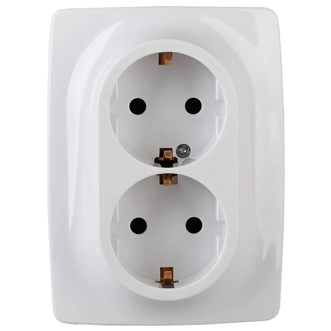 12-2106-01 ЭРА Розетка 2X2P+E Schuko, 16A-250В, IP20, Эра12, белый (10/100/1600)