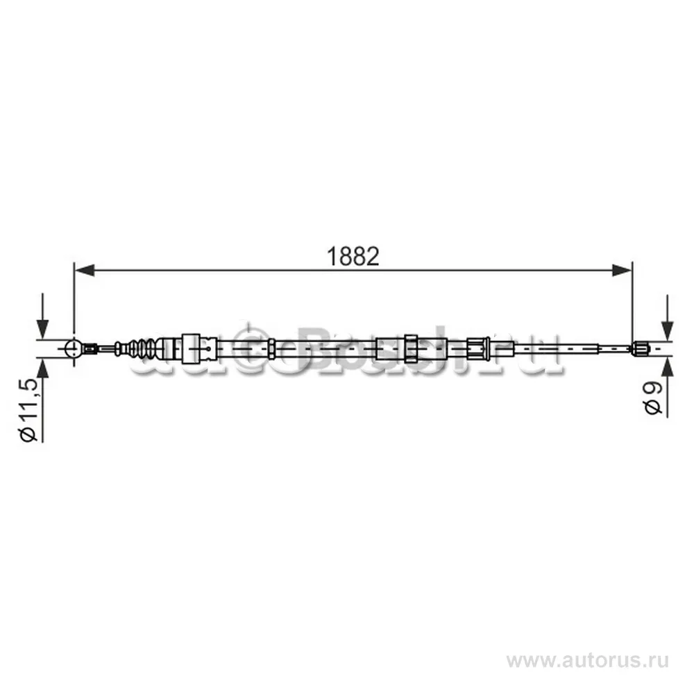 Трос ручного тормоза SKODA ROOMSTER 06-, BOSCH 1987482193