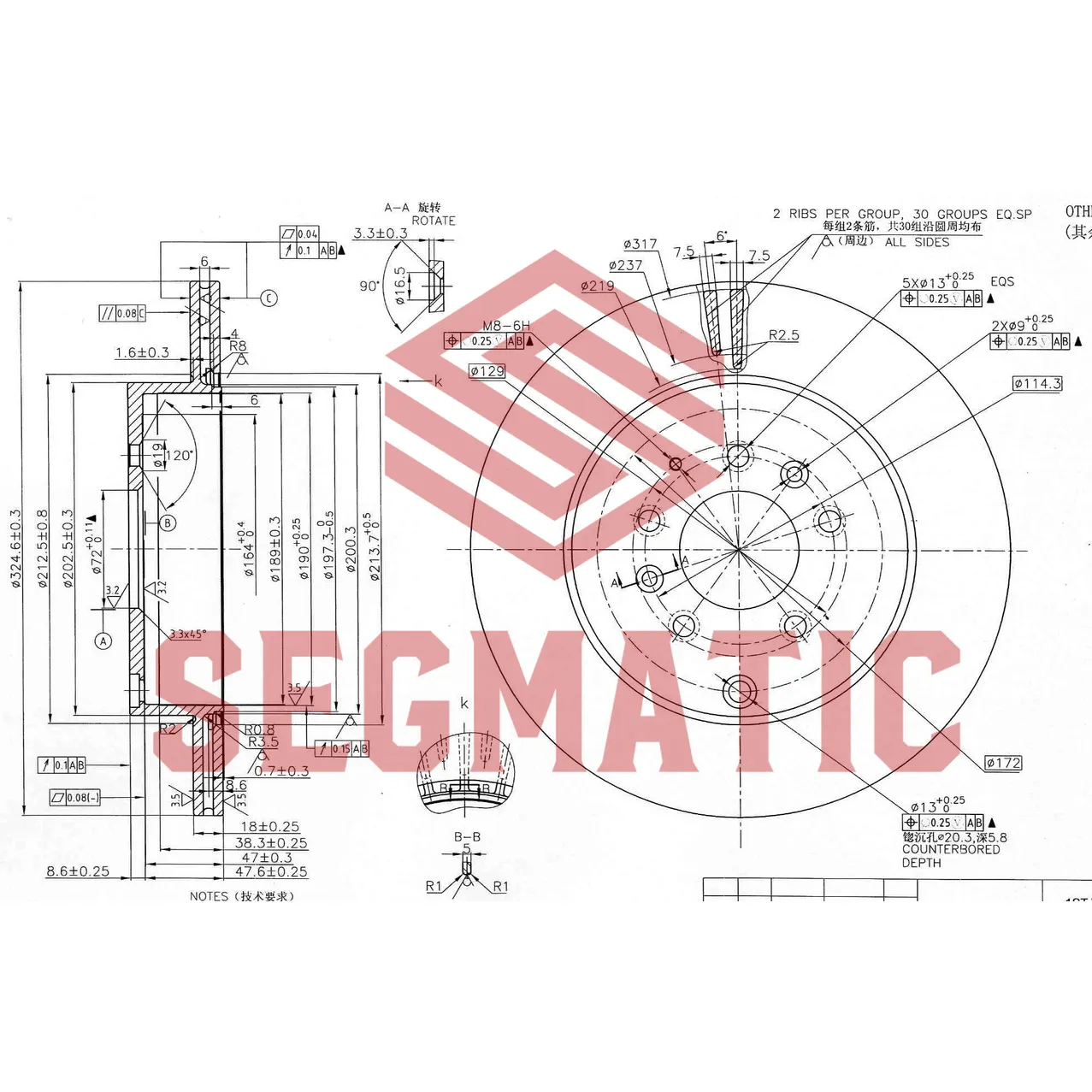 Диск тормозной задний MAZDA CX-7 07-, CX-9 06- SEGMATIC SBD30093106