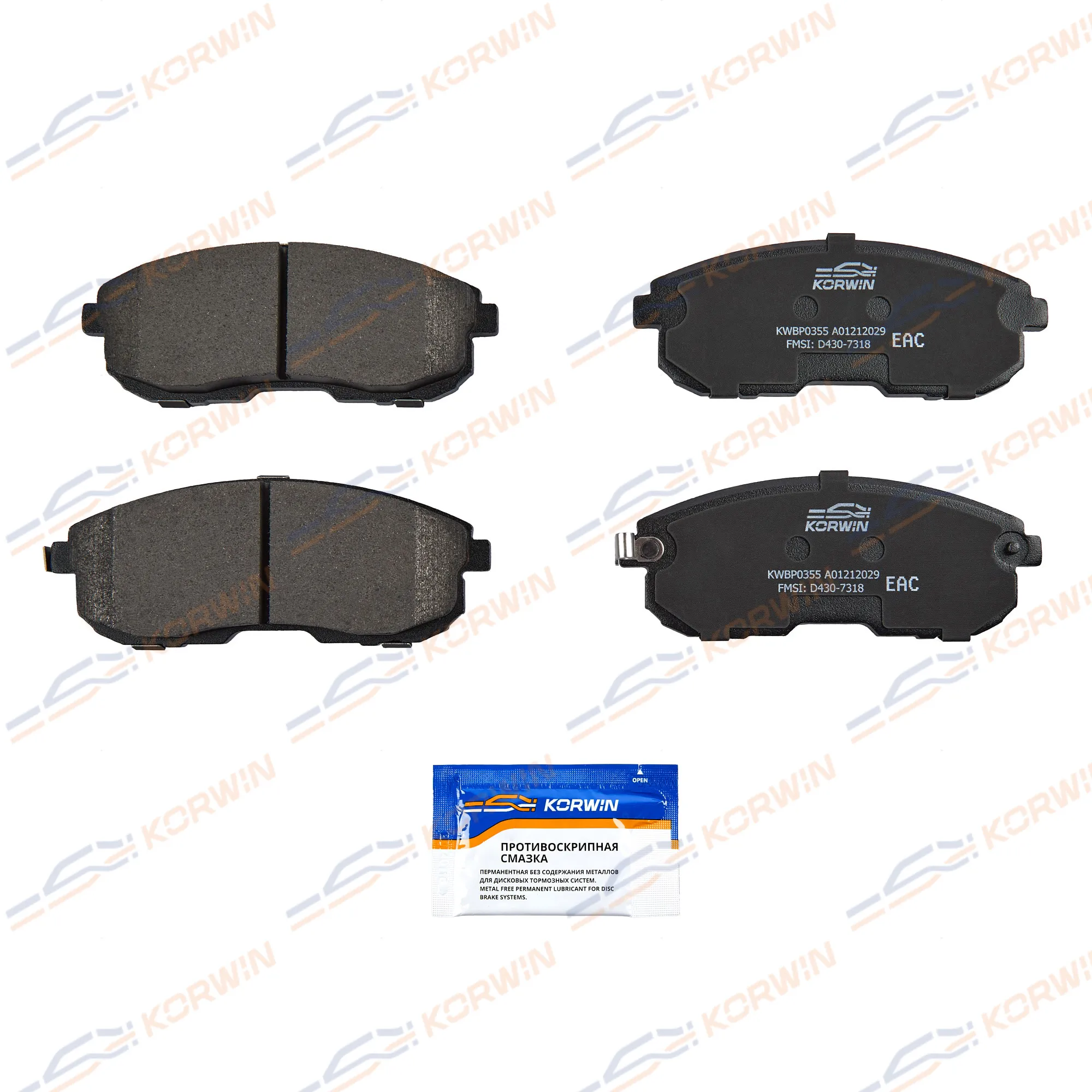 Колодки тормозные перед. Nissan Juke (F15) 10-/Teana 03-/Tiida/Suzuki SX4 06- KORWIN KWBP0355