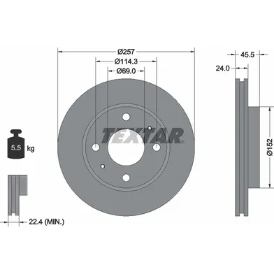 Диск тормозной передний стандартный HYUNDAI/HYUNDAI (BEIJING)/ VOLKSWAGEN (FAW)/ VOLKSWAGEN (SVW) TEXTAR 92130800
