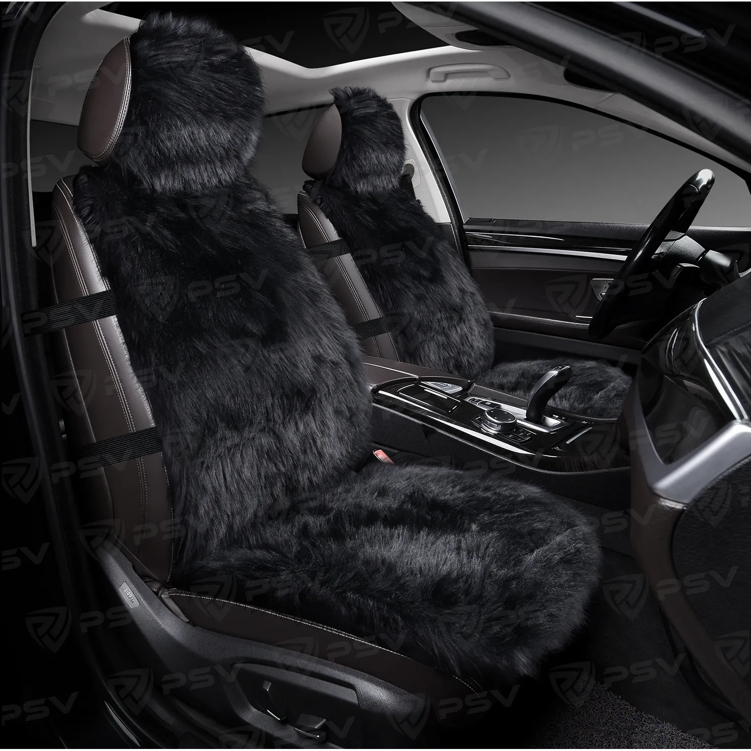 Накидки в машину универсальные меховые PSV Mutton Extra FRONT (Черный), 1 штука 137734