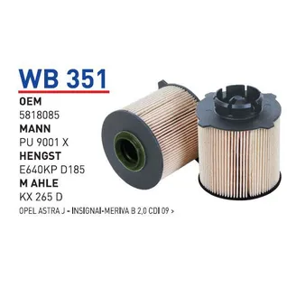 Фильтр топливный OPEL WUNDER FILTER WB-351
