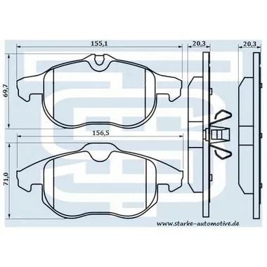 Колодки тормозные перед. OPEL VECTRA C / SIGNUM / FIAT CHROMA / SAAB 9-3 (YS3F) STARKE 175-560