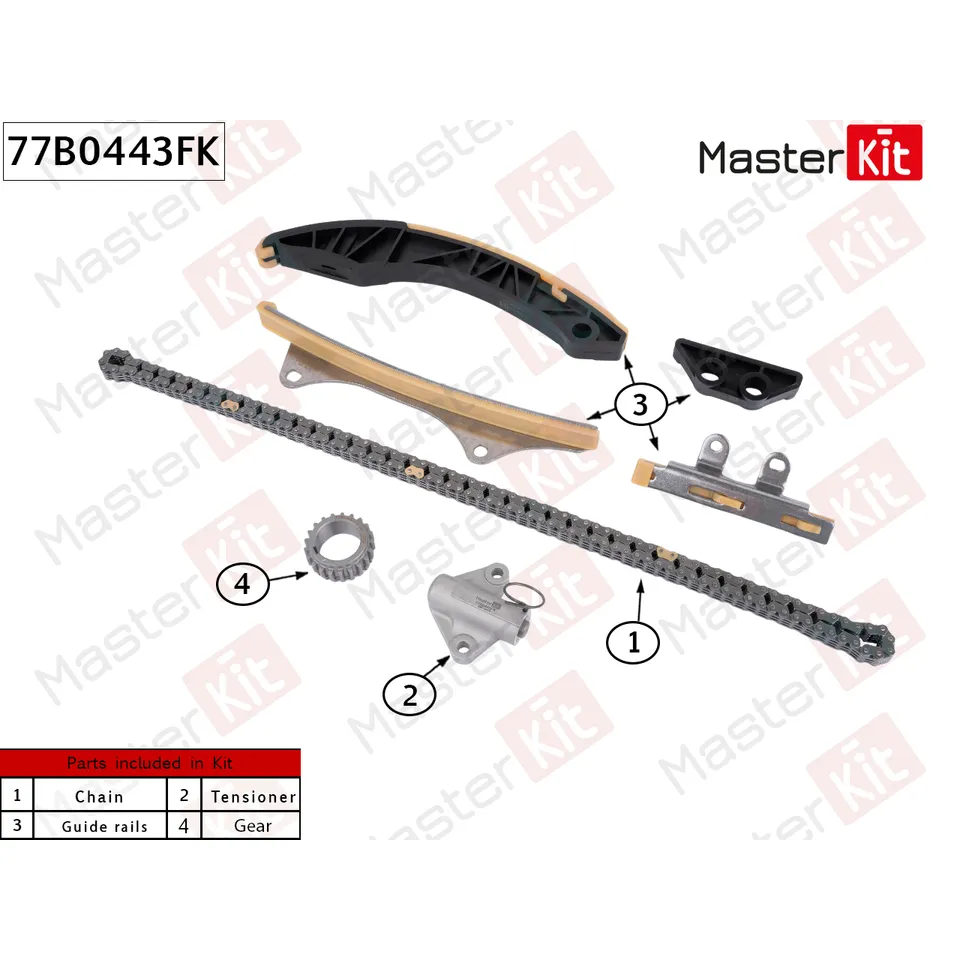 Комплект цепи ГРМ HYUNDAI/KIA G4LA MASTERKIT 77B0443FK