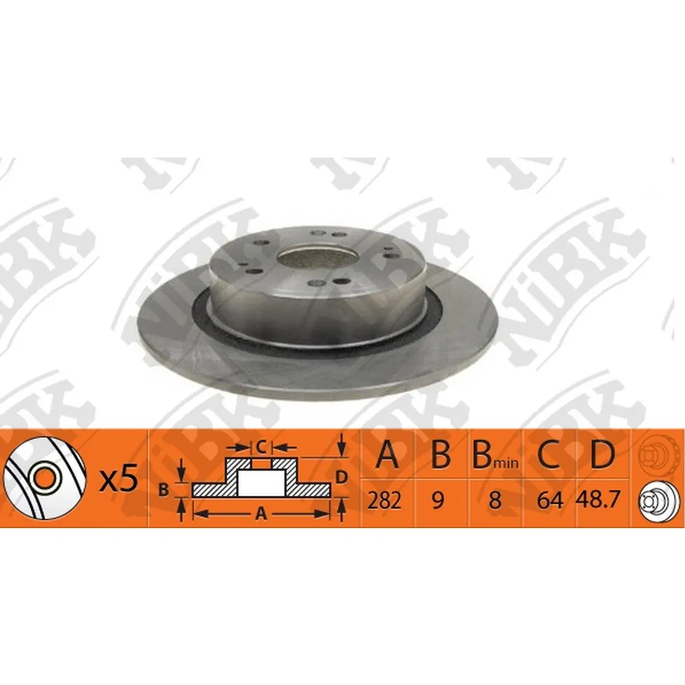 Диск тормозной задний HONDA ACCORD 08-> /D=28MM NIBK RN1409