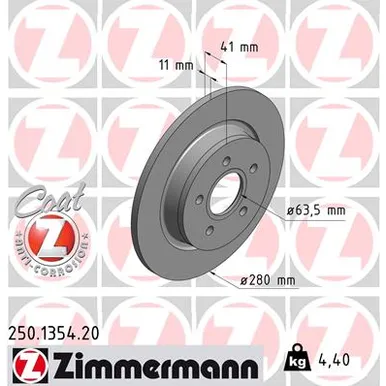 Диск тормозной FORD FOCUS 1.8 2.0 TDCI VOLV 1.6 1.8 2.0 2.4 03-06 код ZIMMERMANN 250135420