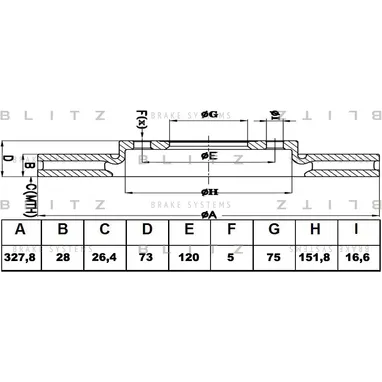 Диск тормозной передний вентилируемый BMW X3(F25)/ X4(F26) 10-> BLITZ BS0406