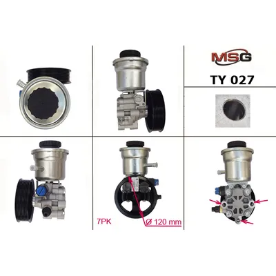 Насос гидроусилителя руля  TOYOTA HILUX 05-,HILUX III пикап 08-,LAND CRUISER 02-10,LAND CRUISER 150 LAND CRUISER MSG TY 027