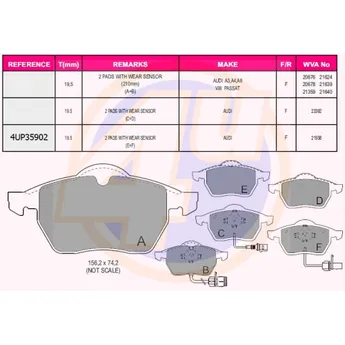 Колодки передние VW SHARAN/FRD GALAXY 1.8/2.8/1.9TDI 95-00 (с 2 датчиками) 4U 4UP35902