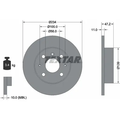 Диск тормозной передний стандартный DAIHATSU TEXTAR 92077000