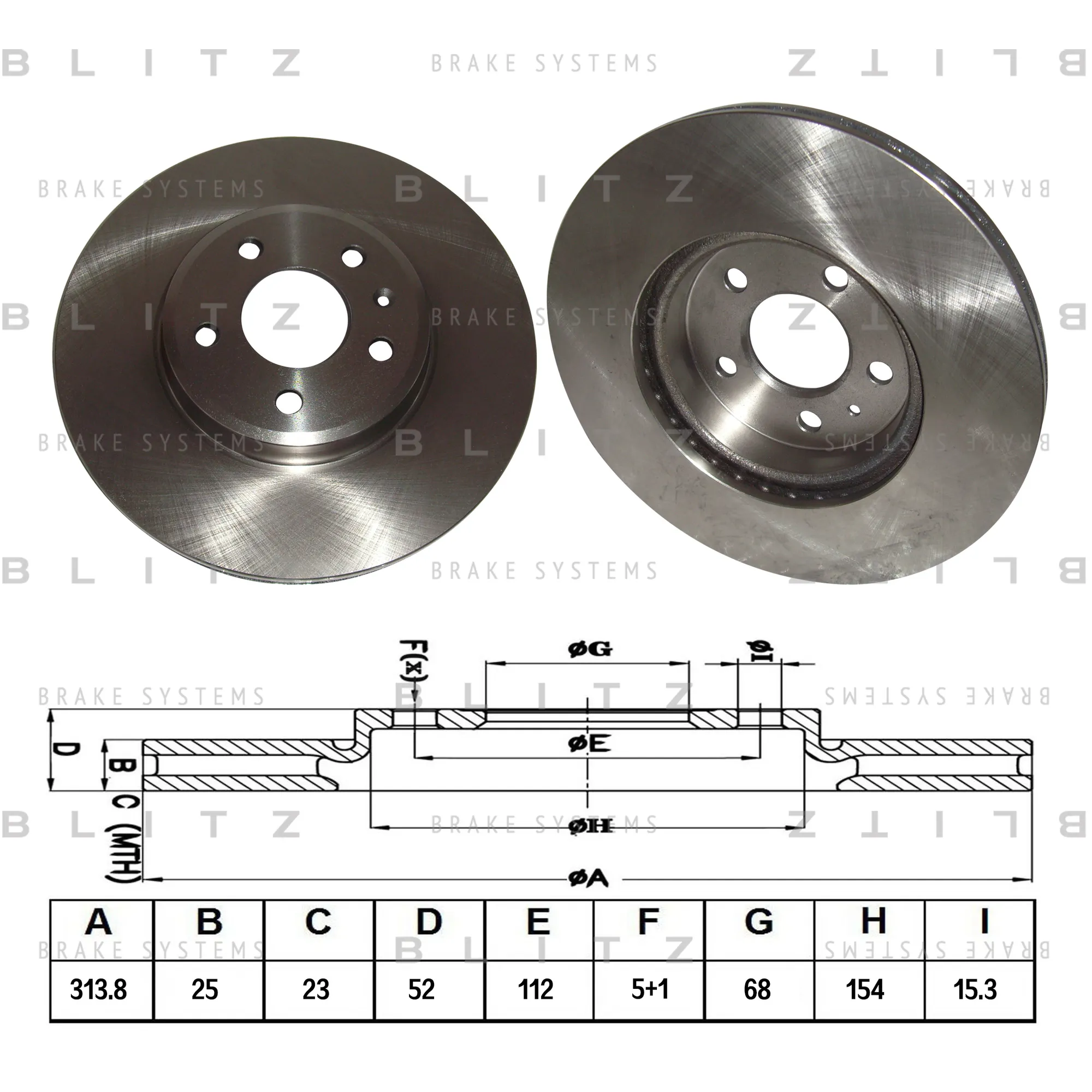 Диск тормозной передний вентилируемый AUDI A4/A5 07-> BLITZ BS0282