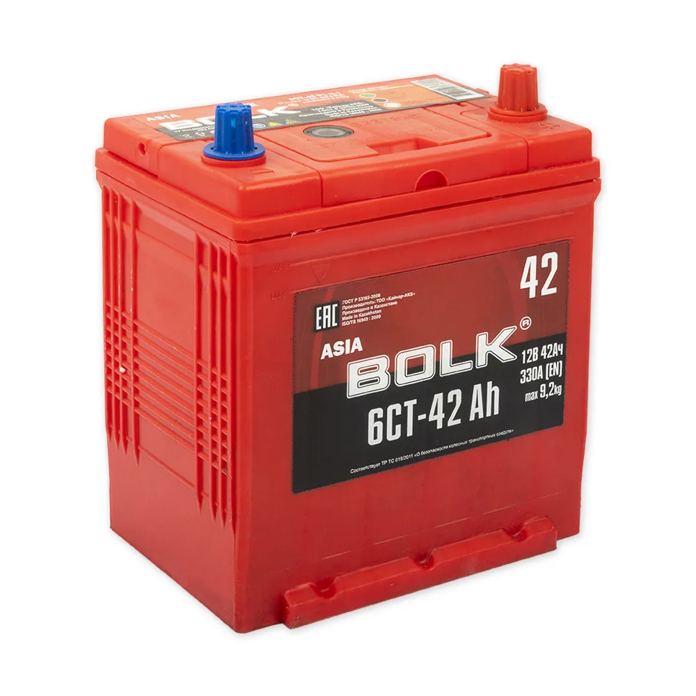 Аккумулятор BOLK ASIA 42 А/ч обратный R+ 186x129x220 B19 EN 330 А