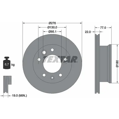 Диск тормозной передний MB 2/3/4T-SPRINTER/VW LT 28-46 II /VENT D=276MM TEXTAR 92131503
