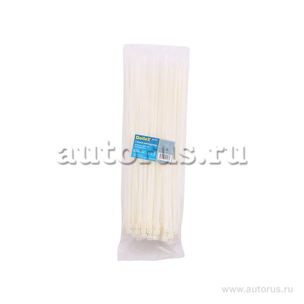 Стяжки нейлоновые, хомуты 5х300 уп 100 шт белый DOLLEX SN-531