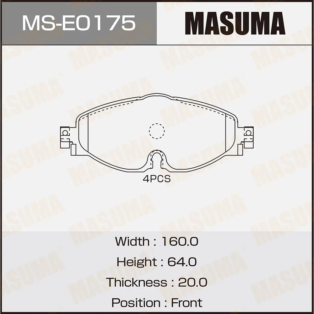Колодки дисковые MASUMA, P85126 front (1/6) MASUMA MSE0175