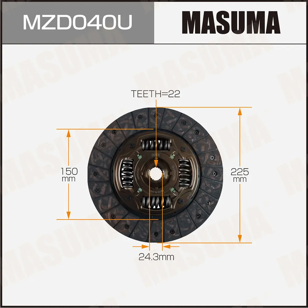 Диск сцепления 225 mm MASUMA MZD040U