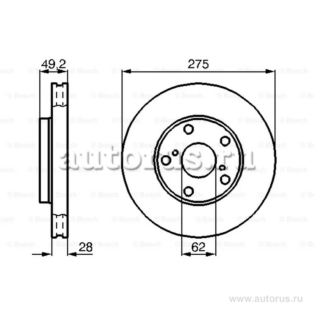 Диск тормозной передний BOSCH 0 986 478 632