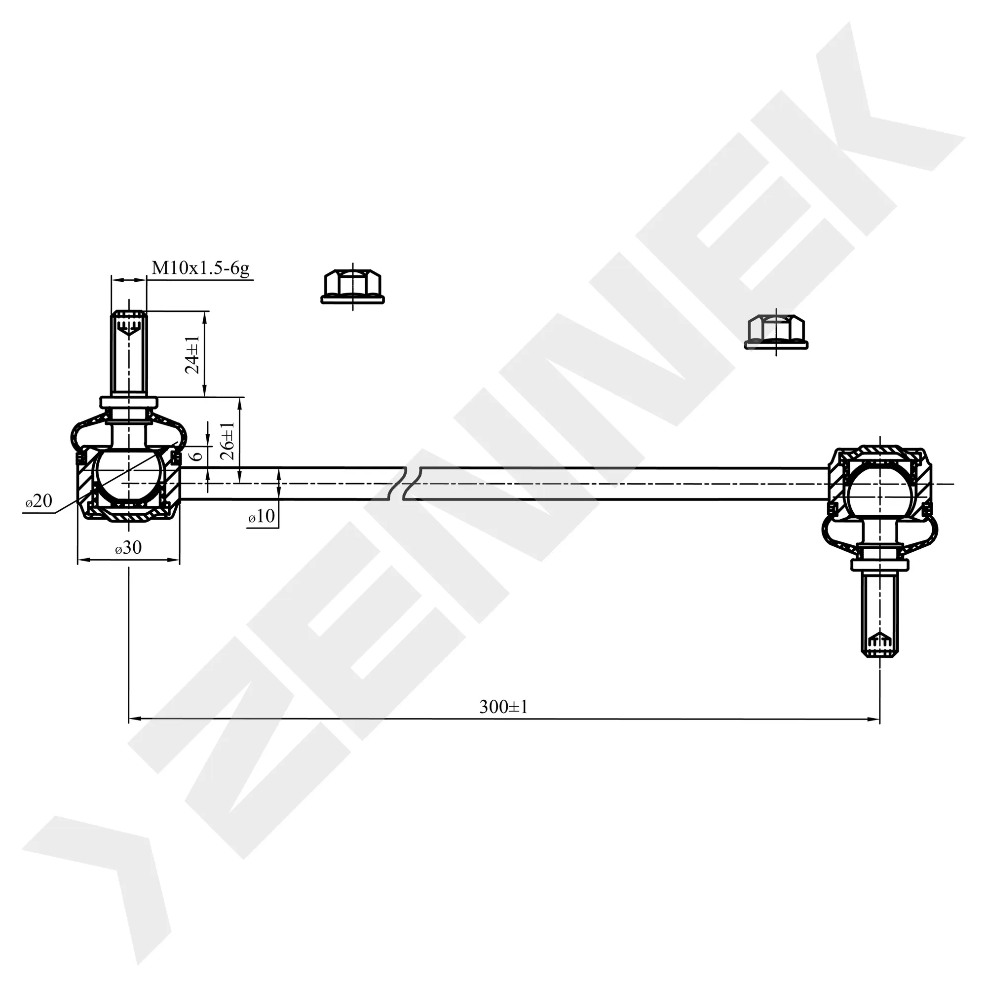 Тяга стабилизатора передняя FORD C-MAX 10-19, FOCUS 10-20 ZENNEK DST0094