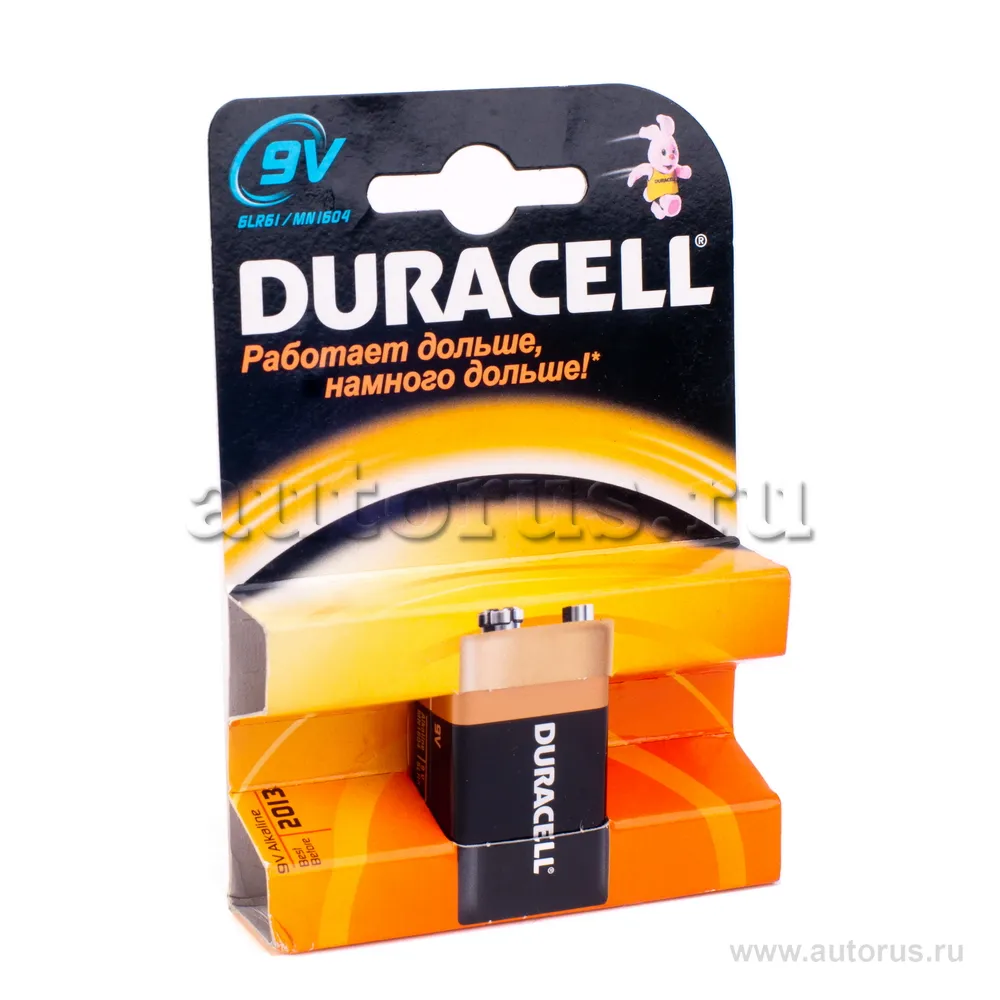 Батарейка алкалиновая Duracell Alkaline Крона 9V (1 шт) 6LF22 MN1604 BL-1