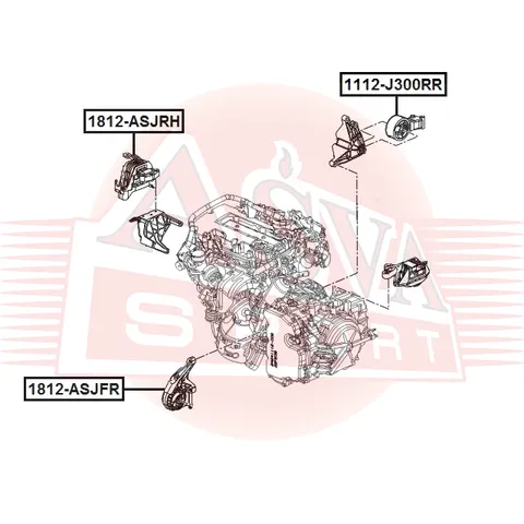 Опора двигателя передняя АКПП ASVA 1812-ASJFR