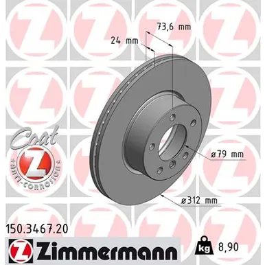 Диск тормозной передний ZIMMERMANN 150.3467.20