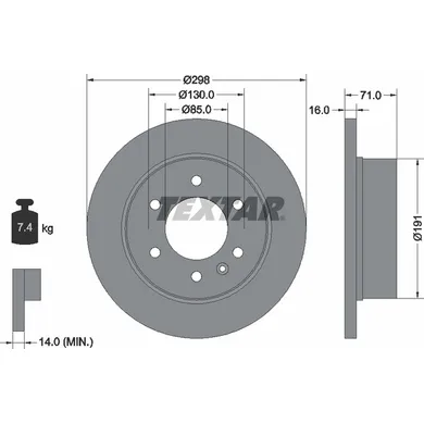 Диск тормозной задний MB SPRINTER/VW CRAFTER 30-50 06-> /D=298MM TEXTAR 93143303