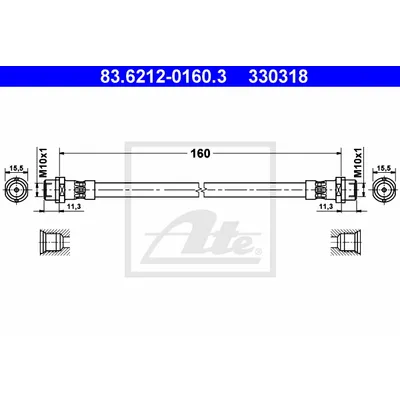 Шланг тормозной задний L,R ATE 83.6212-0160.3