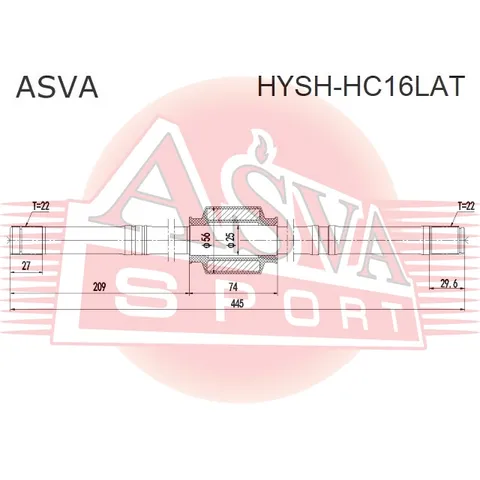 Полуось правая 28x430x28 (без подшипника) ASVA HYSHHC16LAT