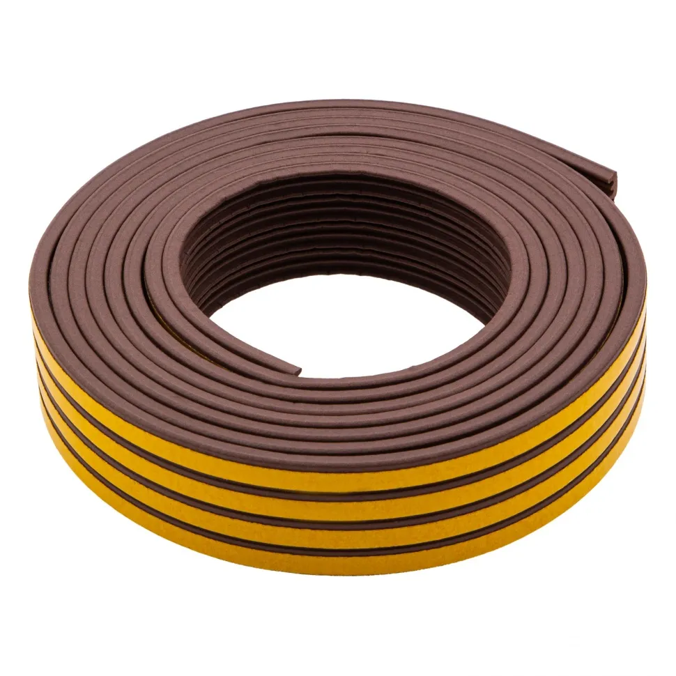 Уплотнитель резиновый, 12 м, профиль E, коричневый СИБРТЕХ 88912