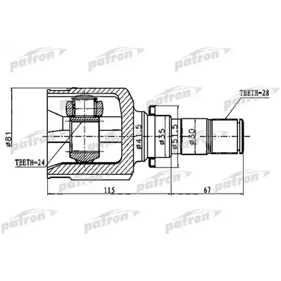 ШРУС внутренний левый 28X35X24 MAZDA 3 BK 03-08 PATRON PCV1747
