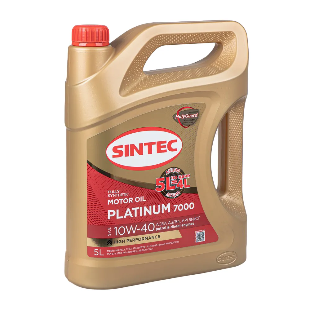 Масло моторное Sintec Platinum 7000 10W-40 5 л 101816 Акция 5л по цене 4л