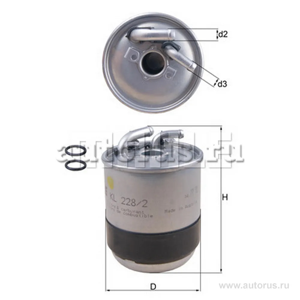 Фильтр топливный KNECHT/MAHLE KL228/2D