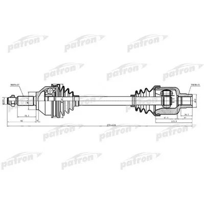 Полуось правая 27x579x56.5x35 FORD MONDEO СЕДАН III (B4Y), PATRON PDS0309