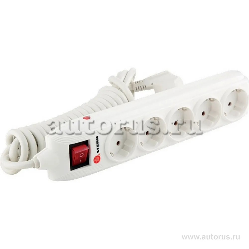 Удлинитель бытовой с зазем, выключателем, предохранит и шторками, 2 м, 5 розеток, 16 А Stern 95751 STERN 95751