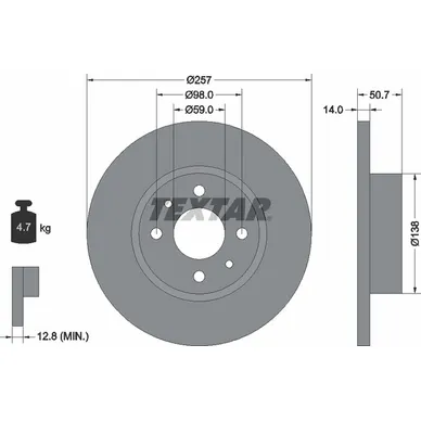 Диск тормозной передний стандартный FIAT/LANCIA TEXTAR 92053200