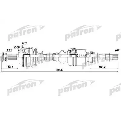 Полуось правая 27x928x59x24 CITROEN: EVASION 94-02, JUMPY PATRON PDS0336